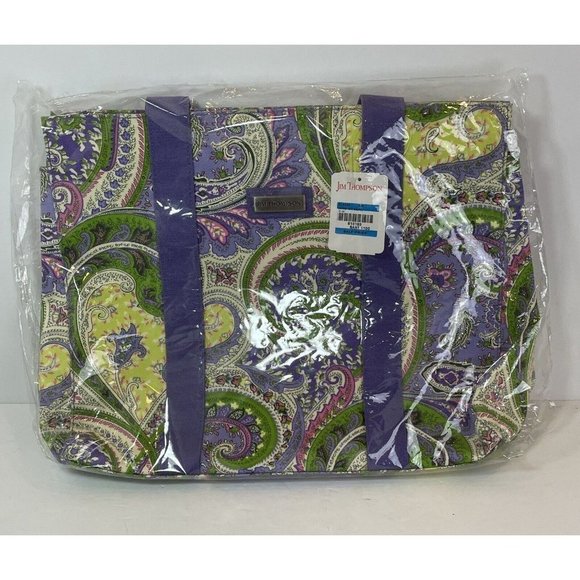 Jim Thompson Madrid Multicolor Paisley Floral Print Large Canvas Tote Shopper - Picture 4 of 13